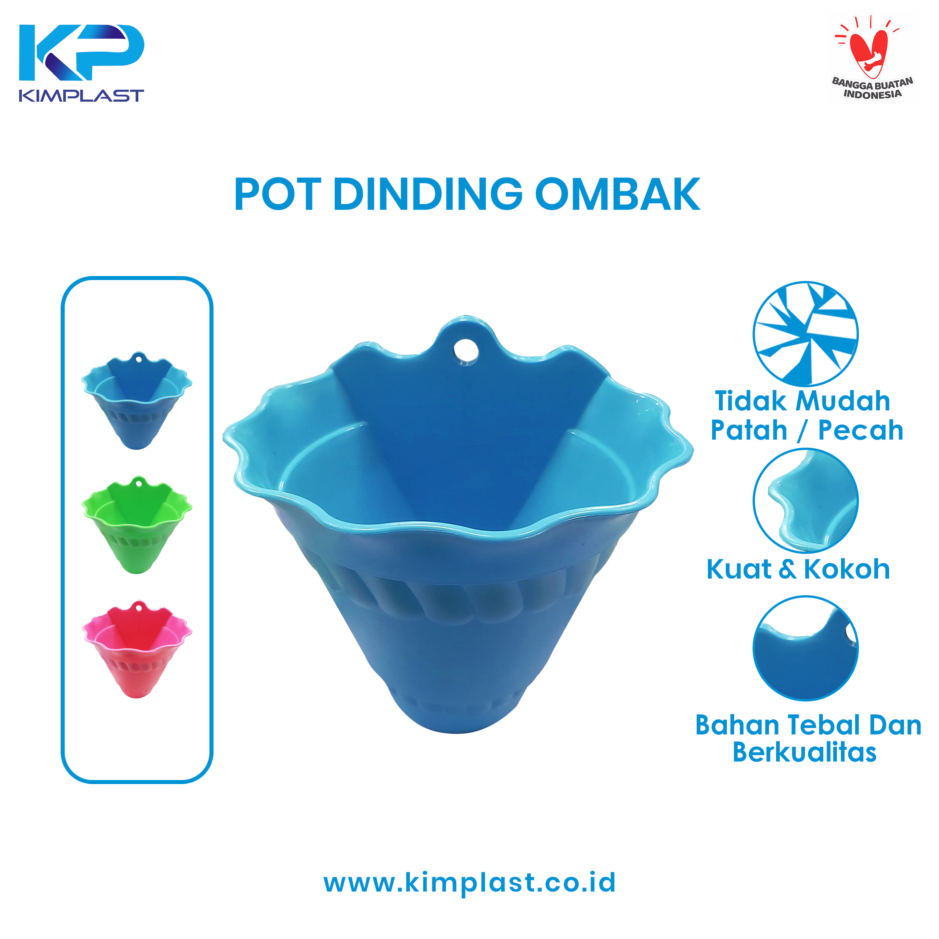 KIMPLAST Pot Bunga Dinding Ombak
