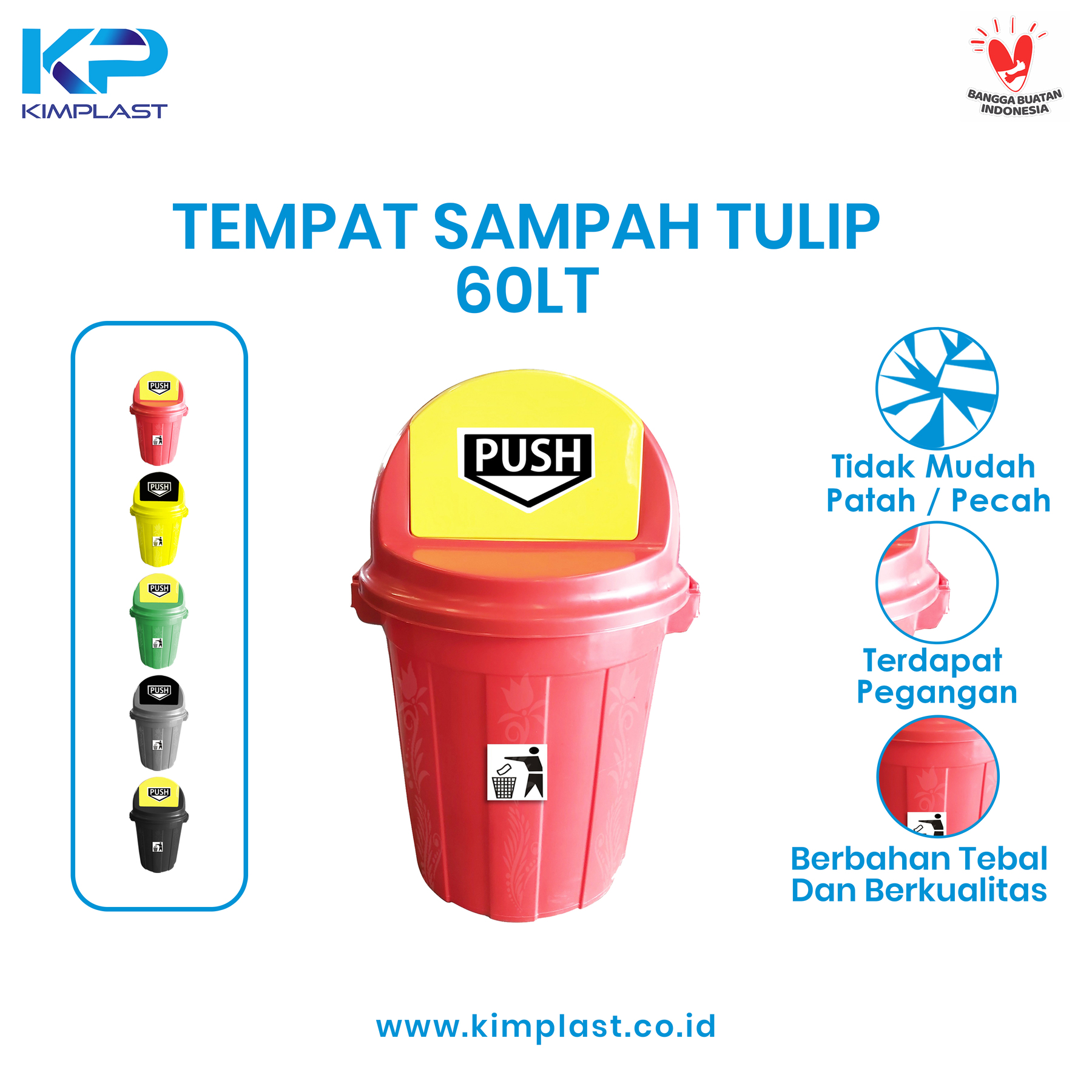 KIMPLAST Tempat Sampah Tulip 60 LT
